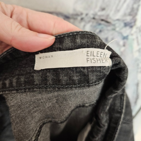 Eileen Fisher Woman Straight Leg Jeans 16W Black Organic Cotton Stretch - Picture 3 of 9